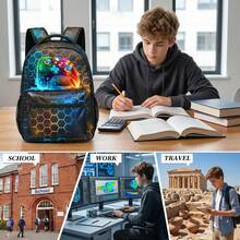 Mochila escolar para estudiantes - Mochila con patrón de videojuegos para adolescentes de escuela secundaria - Mochila casual de 16 pulgadas para videojuegos y viajes - Multicolor - Ver 6