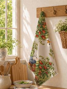 2 Stücke minimalistische niedliche Küchentücher mit Farm-Tomaten- und Entenmuster, weiche Polyester-Geschirrtücher, geeignet für Küchendekoration, Küchenreinigung, Feiertags-Party-Dekoration, Küchen- und Badezimmerbedarf, Haushaltsartikel, Heimdekoration, Einweihungsgeschenk - Verschiedenfarbig - Übersicht 2