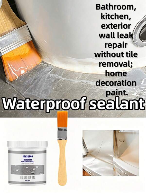 JAYSUING Invisible Waterproofing Agent Transparent Waterproof Glue For Tiles, Bathroom, Toilet, Exterior Walls, Floors, Waterproof Repair, Leak Prevention, Sealing Coating