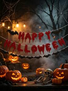 1 Set Banderín de papel de Feliz Halloween, Banderín colgante con patrón de murciélagos, Decoración de fondo, Decoración de Halloween, Decoración de fiesta de Halloween, Decoración "Trick Or Treat" de Halloween, Decoración de Feliz Halloween, Decoración del hogar, Decoración de habitación, Decoración de sala de estar, Adorno colgante - Multicolor - Ver 3