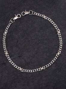 1pc Thorn Cuban Chain Denim Jeans Chain Dark Edge Metal Spiky Waist Chain Men's Fashion Streetwear High-End Accessory Suitable For Daily Wear - Silver - View 3