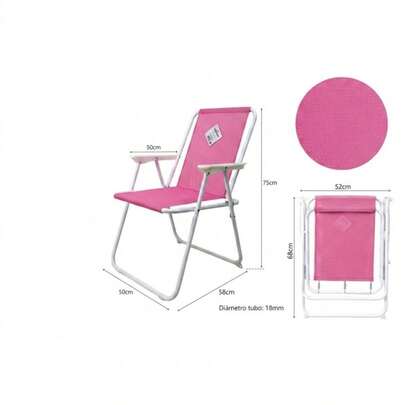 Homix - Silla de Playa Plegable de Metal 58x50x75 cm | Silla Portátil Ligera para Camping y Jardín (Azul, Rosa, Lima)