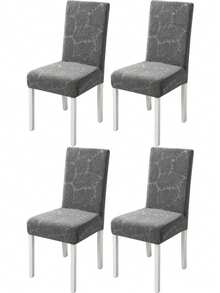 1pc Jacquard Solid Color Elastic Chair Cover, All-Season Universal Fit For Living Room, Dining Room, Home Chair Decor - Grey - View 11