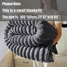 Luxury Soft Comfortable Faux Rabbit Fur Blanket - Plush Texture, Light Gray With White Stripe Pattern, Machine Washable, Suitable For Bed, Sofa, Camping | Modern Luxury Style, All Season Use - Dark Grey - View 9