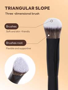 MAANGE 3/5-teiliges professionelles Make-up-Pinselset, inklusive Foundation-Pinsel, Concealer-Pinsel, Highlighter-Pinsel, Contour-Pinsel, aus weichem Fasermaterial, tragbare Make-up-Werkzeuge für Reisen - Schwarz - Übersicht 10