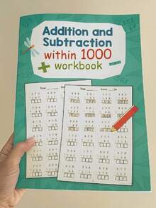 Cuaderno de aprendizaje de matemáticas de 32 páginas con sumas y restas hasta 1000, hojas de práctica de matemáticas, hojas de actividades de aprendizaje, educación temprana de matemáticas, apoyo de escritura para aprendizaje y educación escolar, regreso a la escuela - Dentro de 1000 - Ver 6