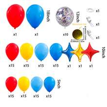 140pcs Carnival Theme Balloon Arch Set, Including Popcorn, Clown, Hot Air Balloon Foil Balloons, And Red, Blue, Yellow, Multicolor Confetti Latex Balloons, Suitable For Birthday Party, Baby Shower, Outdoor Performance Decor, Circus Theme Party Supplies - 彩色 - 查看 9
