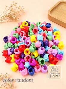 50pcs Mixed Color Heart, Round Bead, Pentagram, Clover Mini Hair Clips, Various Styles For Daily, Party, Workout Braided Hairstyles, Perfect Gift - Multicolor - View 12