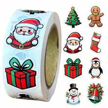 500PCS/Roll Shaped Christmas Stickers Roll Red Christmas Stickers Christmas Snowflake Gingerbread Man Christmas Gift Stickers Suitable For Small Businesses Self-Adhesive Minimalist Elegant Sealing Stickers Labels For Envelope Sealing Party Gifts Adhesive Labels Decorative Stickers - Cartoon - View 8