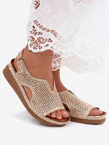 Comfortable And Fashionable Women's Sandals Maciejka L4494-25, Made Of Natural Openwork Leather, On Platform, Perfect For Summer Gold Brown - Gold - View 8