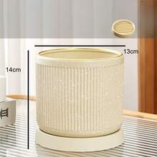 Creative Ceramic Flower Pot With Ceramic Tray, Home Use, Modern Minimalist Design, Suitable For Orchids And Green Plants - 1pc - View 7