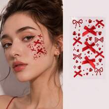 5pcs Sweet Girl Style Facial Rhinestone Stickers, Bow, Heart-Shaped Pointed Rhinestones, Fine Glitter Rhinestone Combination Layout, Multiple Matching, Quickly Create Atmospheric Makeup, Firmly Adhere To Cheeks, Eye Corners, Brow Bone, Collarbone, Sweat-Resistant And Long-Lasting. Pink Tone Girly Vibe, Suitable For Concerts, Birthday Photos, Bridal Makeup, Hanfu Lolita, Festival Party Looks. Portable Storage, Create Exquisite Glitter Atmospheric Makeup, Essential Facial Decoration Stickers For Beauty Bloggers And Photo Shoots - Multicolor - View 10