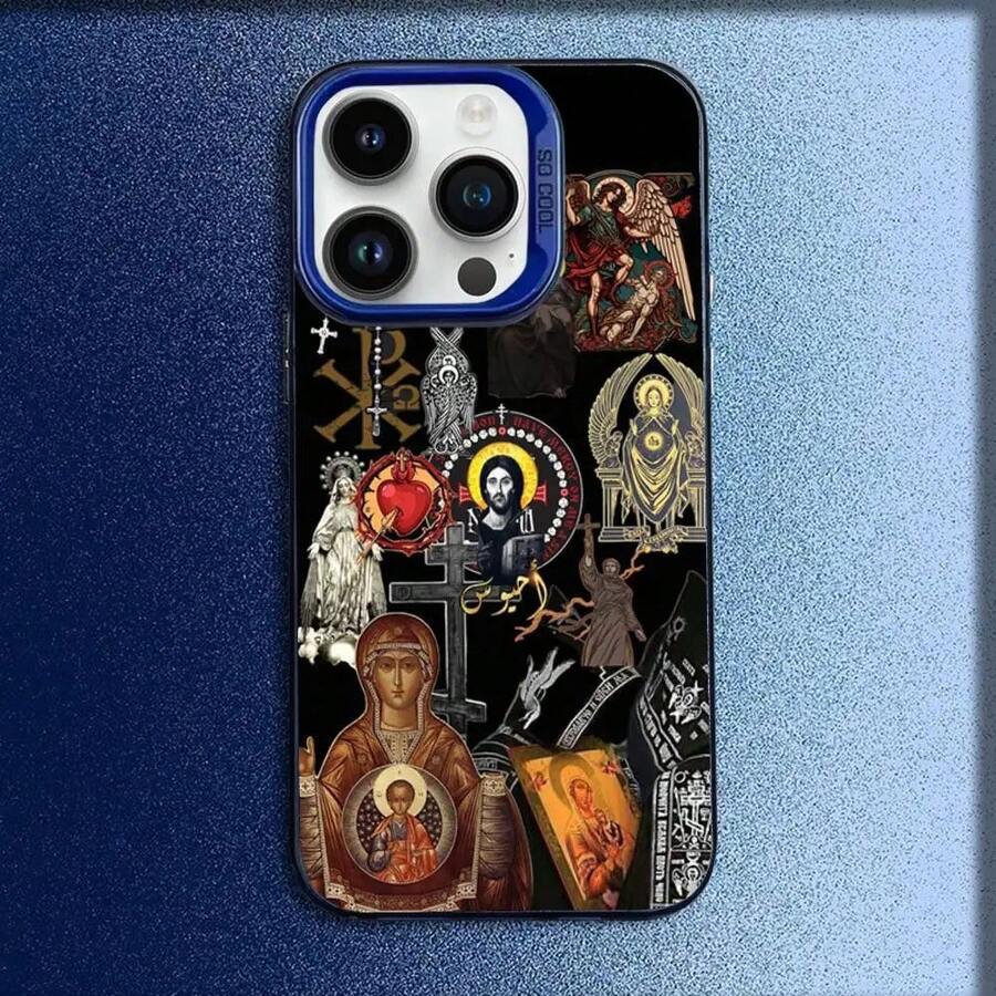 Orthodox Cross Icon Church Phone Case For IPhone 16,15,14,13,12,11,Mini,Pro,E,MAX Blue Candy Matte Shockproof Cover RCRI - 西瓜1 - 查看 1