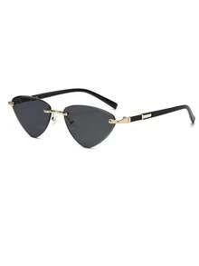 1 Pair New Triangle Cat Eye Versatile Unisex Glasses, Suitable For Street Photography, Driving, Travel And Cycling - black gray - View 2