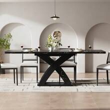 Mesa de comedor extensible, mesa de comedor, mesa de cocina, mesa de balcón, mesa de comedor de madera, mesa de comedor extensible - Negro - Ver 3
