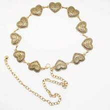 1 pieza Cadena de cintura metálica elegante con corazón tallado en estilo retro, para verano, escuela, otoño, Halloween - 11 cadenas de cintura de amor - Ver 16