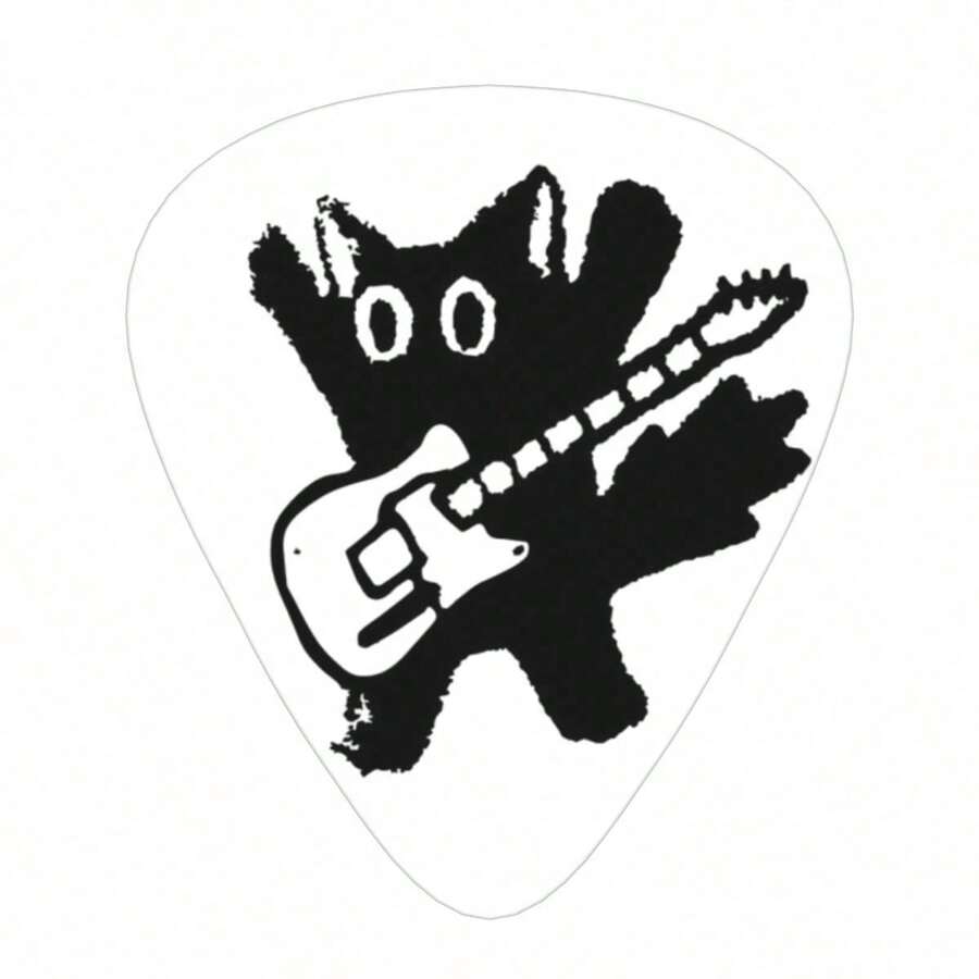 12pcs Funny Hide-And-Seek Black Cat Print Guitar Picks Set, Universal For Acoustic Guitar, Electric Guitar, Bass, Creative Small Gift For Music Lovers Birthday, Christmas, Anniversary - Multicolor - View 1