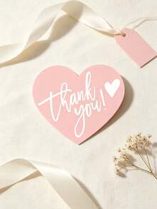 50pcs Heart Print Thank You Cards, Minimalist Cute Style Thank You Note Cards, Thank You Packaging Stickers, Small Business Order Packaging, Gift Box Decoration, Wedding Party Favors, Valentine's Day, Mother's Day, Father's Day - Heartfelt Thank You Card - View 4
