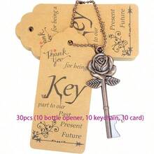 60pcs/Set Rose Key Bottle Opener Wedding Favor Set Bulk Pack Includes 20 Styles Vintage Key Openers, 20 Thank You Cards, 20 Key Chain Accessories, Romantic Bridal Welcome Souvenirs, Perfect Wedding Guest Favors, Engagement Party Supplies And Anniversary Celebration Gifts - View 9