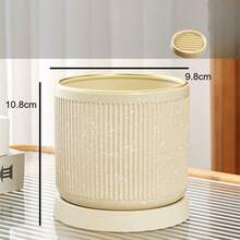 Creative Ceramic Flower Pot With Ceramic Tray, Home Use, Modern Minimalist Design, Suitable For Orchids And Green Plants - 1pc - View 9