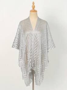 1pc Women's Summer Hollow Tassel Flat Scarf Crinkled Shawl New Artificial Silk Outerwear - Multicolor - View 2