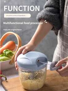 Pengolah Makanan Manual Tarik Tali 500/900ML, Pengolah Sayuran Multifungsi 5 Pisau. Aksesori Dapur Portabel Tahan Lama, Cocok untuk Mengiris Bawang Bombay, Bawang Putih, Cabai, Kacang-kacangan, dan Daging. Alat Pemotong Dadu dan Iris Cepat, Cocok untuk Salad, Bumbu, Isian, dan Makanan Halus. Mudah Dibersihkan. - MultiWarna - View 2