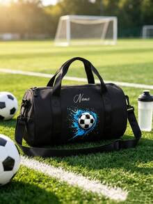 1 pieza Mini bolso bandolera cilíndrico personalizado para volver a la escuela, estampado de fútbol simple y versátil, cierre con cremallera de material de nailon, correa de hombro ajustable, transporte a mano, adecuado para clase de fútbol, entrenamiento deportivo, escuela, salidas al aire libre, compras, uso diario. Regalo de cumpleaños. - Multicolor - Ver 15
