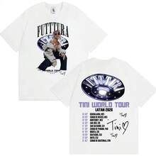 Tini Stoessel 2026 World Tour Merch T-Shirt, Unisex Aesthetic Fashion Loose Casual Pure Cotton Women And Men T-Shirt - 白色 - 查看 1