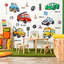 Cartoon Car Wall Sticker, Bedroom Children's Room Living Room Background Wall Home Decor Self-Adhesive Wall Decal - Multicolor - View 1