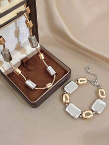 Punk Round Tube Gold Silver Color Chain Necklace Sets For Women Multicolored Chain Necklace For Daily Party Birthday Halloween Easter Jewelry Gifts - Multicolor - View 5
