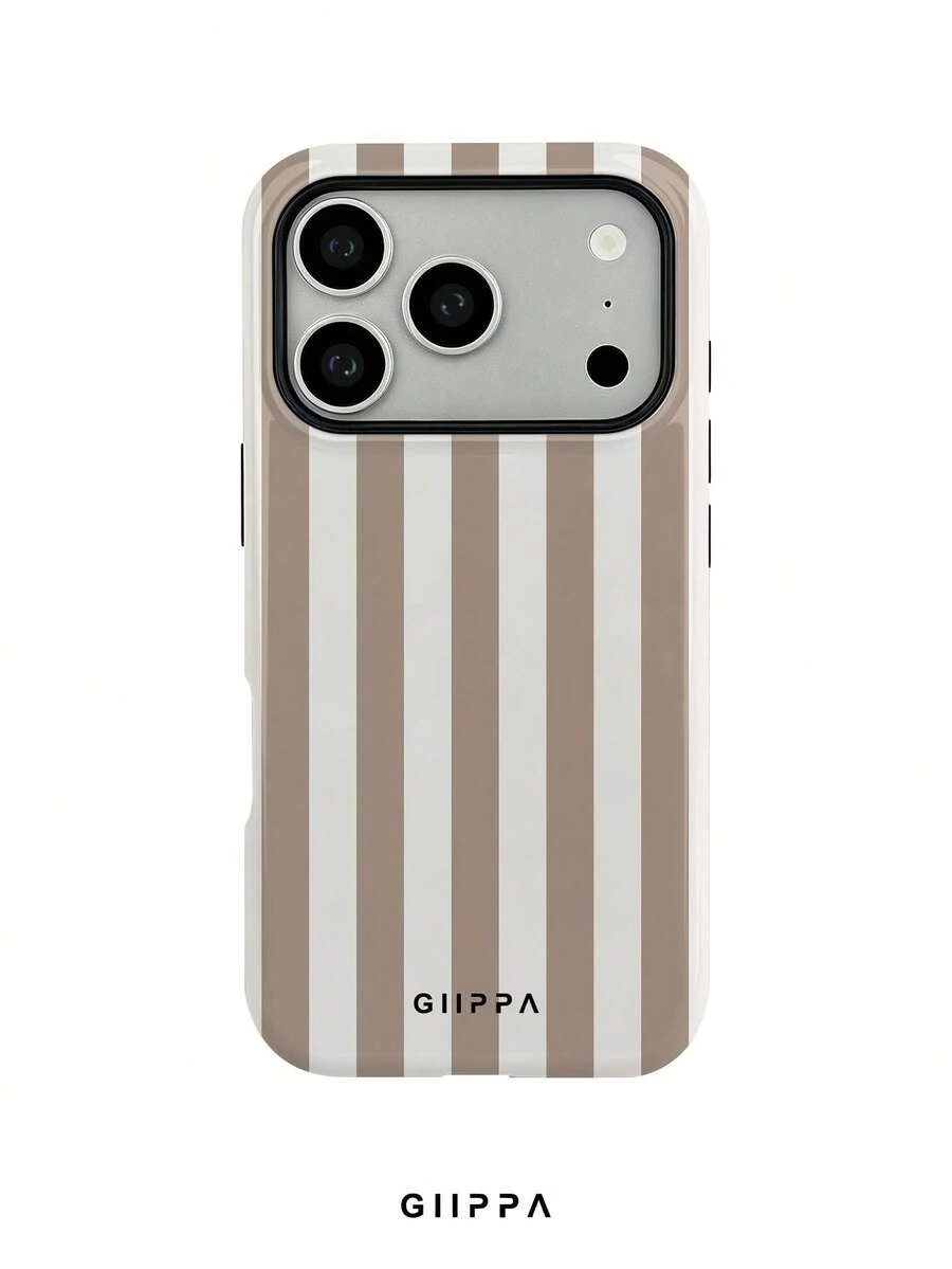 GIIPPA 1件卡其棕與米色條紋圖案設計手機殼,適用於Phone 17 Pro Max,相容於Phone 16 Pro Max、15 Pro Max、14 Pro Max,韓系高端時尚趣味手機殼,相容於11/12/13/14/15/16 Pro Max Plus,優雅設計適合男女使用,聖誕節、情人節、復活節、婚禮季與生日送給女友的完美禮物! - 卡其色 - 查看 1