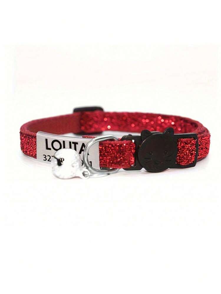 1pc Customized Soft Adjustable Cat Collar, Reflective Buckle Designed With Bell To Prevent Choking, Suitable For Small And Medium Pets Daily Wear - Red - View 9