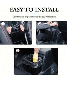 Car Trash Can - Armrest Hanging Trash Basket, 2 Gallon Waterproof Black Trash Bin - Suitable For Car Interior - Fits All Car Models - Multi-Functional Practical Car Interior Storage Bag - A - View 4