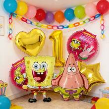 SpongeBob SquarePants 可愛方褲生日裝飾氣球套組 8件組，包含大型立式與角色鋁箔氣球，全 Mylar 氣球，適用海底主題生日派對桌面與背景裝飾 - 卡通氣球 - 查看 12