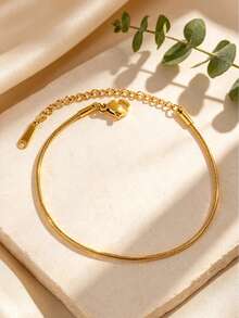 VceTd 5PCS/1PC French Gentle Style Multi-Chain Combination Stainless Steel Women's Bracelet Set, Suitable For Daily Commute Wear Or Best Friend Gathering Wear Or Holiday Gift For Girlfriend - Yellow Gold - View 8