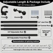 Double Curtain Rods,Double Blackout Wrap Around Curtain Rods For Windows, Room Darkening Drapery Rod, Darkening Telescoping Drapery Rod, Decorative Poles For Home Decor, 40 To 151 Inches, Black - Double-layer Sunshade - View 17