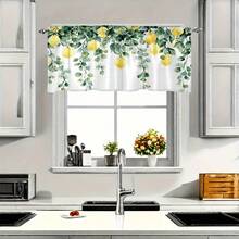 2 pezzi/1 pezzo Set di tende da cucina, combinazione di tende con stampa di foglie verdi vintage e limoni, tende a strati con tasca per asta, adatte per sala da pranzo, caffè, soggiorno, decorazione per la casa, tenda + tenda - Multicolore - Visualizzare 9