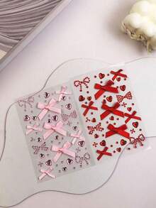 5pcs Sweet Girl Style Facial Rhinestone Stickers, Bow, Heart-Shaped Pointed Rhinestones, Fine Glitter Rhinestone Combination Layout, Multiple Matching, Quickly Create Atmospheric Makeup, Firmly Adhere To Cheeks, Eye Corners, Brow Bone, Collarbone, Sweat-Resistant And Long-Lasting. Pink Tone Girly Vibe, Suitable For Concerts, Birthday Photos, Bridal Makeup, Hanfu Lolita, Festival Party Looks. Portable Storage, Create Exquisite Glitter Atmospheric Makeup, Essential Facial Decoration Stickers For Beauty Bloggers And Photo Shoots - Multicolor - View 2