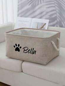 Customized Storage Basket, Customized Linen Storage Basket With Handle, Foldable Desktop Storage Box, Suitable For Remote Control, Stationery, Fruit, Medicine, Cards, Cosmetics/Jewelry, Books/Magazines, Earphones/Cables, Plastic Basket, Toy Basket - Multicolor - View 2
