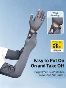 1 Pair Summer Sun Protection Half-Finger Sleeves, Ice Silk Plus Size UV Protection Outdoor Driving Cycling Anti-Slip Thin Breathable Quick-Dry Sunshade Sleeves, Durable Cool High Elasticity Suitable For Fishing - Multicolor - View 9