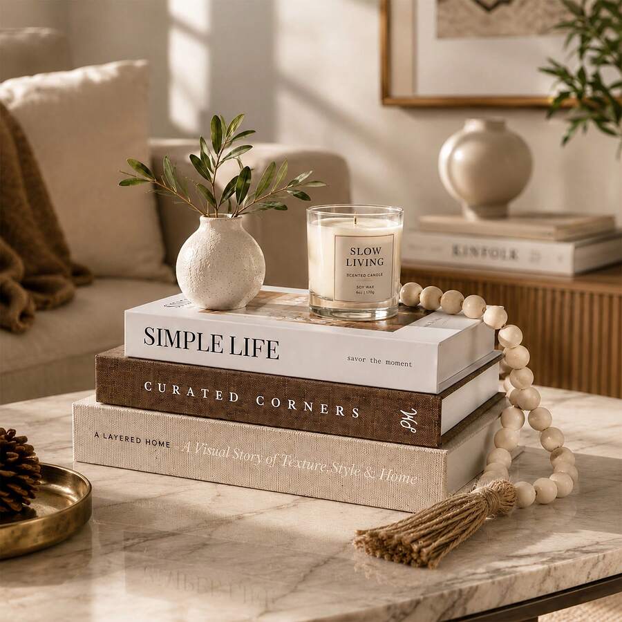 2pcs/1pc Paper Aesthetic Decorative Books, Coffee Table Books Decor - Faux Decorative Books For Decoration - Home Desktop Decor - Bedside Table Decor - Home Bookshelf Decor - Brown and White - View 1