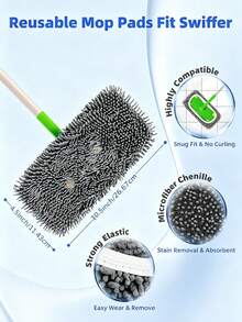 1/2/4/6/8pcs Reusable Grey Mop Cloths, Washable Microfiber Dry & Wet Mop Pads, Suitable For Robot Vacuum Cleaner, Suitable For Cleaning Hardwood Floors And Hard Surfaces - Multicolor - View 2