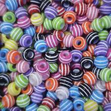 60pcs Multicolor Striped Cylindrical Resin Spacer Beads With White Stripes, Suitable For DIY Jewelry Making, Bracelets, Necklaces, Earrings, Hair Accessories And Handmade Crafts - Multicolor - View 13