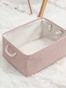 Customized Storage Basket, Customized Linen Storage Basket With Handle, Foldable Desktop Storage Box, Suitable For Remote Control, Stationery, Fruit, Medicine, Cards, Cosmetics/Jewelry, Books/Magazines, Earphones/Cables, Plastic Basket, Toy Basket - Multicolor - View 5