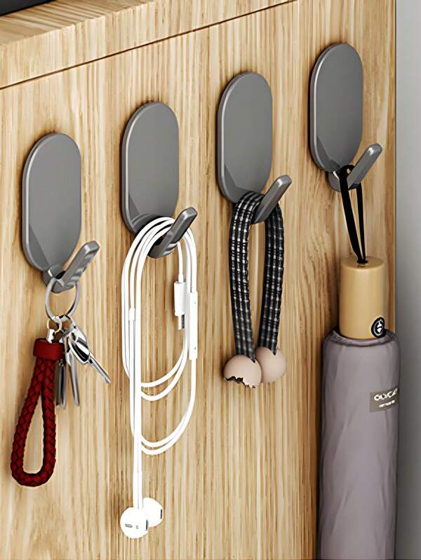 5pcs Strong Adhesive Hooks, No Drilling Required, Suitable For Bathroom And Toilet, Holds Up To 5KG, Easily Hang Towels On Wall Or Door Without Leaving Marks
