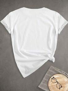 Vintage Happy Bastille Day Sports T-Shirt, Plus Size, Summer Tops - 白色 - 查看 2