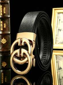 1pc Men's Luxury Automatic Buckle Lychee Texture Design Leather Belt, Fashion Business Casual Waist Belt, Jeans Outfit, Adjustable Men's Formal Gift | Premium Crocodile Embossed Leather Belt, Automatic Buckle, Fashionable Durable, Comfortable Daily Commute Work Party Belt | Automatic Buckle, Adjustable, Business Casual, Men's Gift - Multicolor - View 13