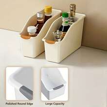 2 Packs Strong Plastic Curved Design Space-Saving Lidded No Assembly Required White Storage Bins For Kitchen Cabinet Under Sink Bathroom Home Multi-Purpose Storage - Multicolor - View 7