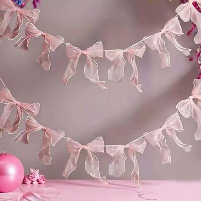 10 cái nơ ruy băng hồng treo trang trí, phù hợp cho ngày Valentine, tiệc sinh nhật, trang trí tường
