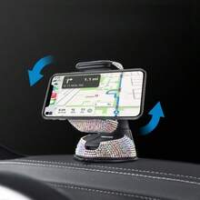 1PC Colorful Rhinestone White Rhinestone Car Phone Holder, Exquisite Sparkling Rhinestone Craftsmanship, Stable Suction Cup Base, Dashboard / Air Vent Dual Use, No Shaking During Navigation - Multicolor - View 8